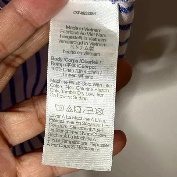 Madewell Linen Scoopneck Cropped Tank Vest Bluestone Striped Nautical Size 4 - Picture 6 of 7